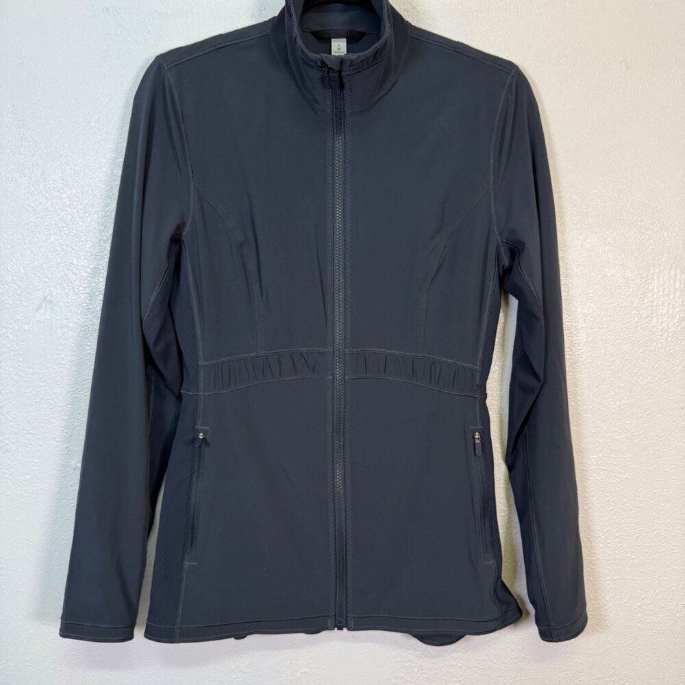 Lululemon Round Trip Jacket Gray Women's 8 Ruched Back Full Zip Define Yoga